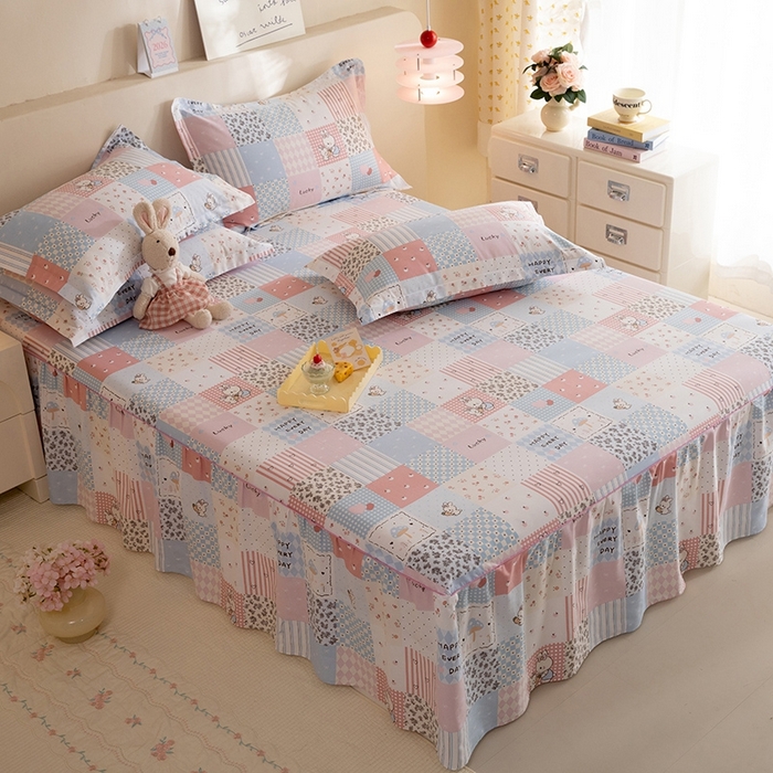 91家纺网 家纺一手货源 找家纺 八十八家纺 2025新款全棉12868系列四件套单品床裙 花点小兔