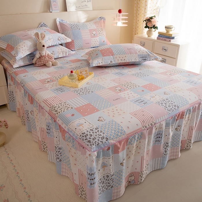 91家纺网 家纺一手货源 找家纺 八十八家纺 2025新款全棉12868系列四件套单品床裙 花点小兔