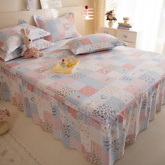 91家纺网 家纺一手货源 找家纺 八十八家纺 2025新款全棉12868系列四件套单品床裙 花点小兔