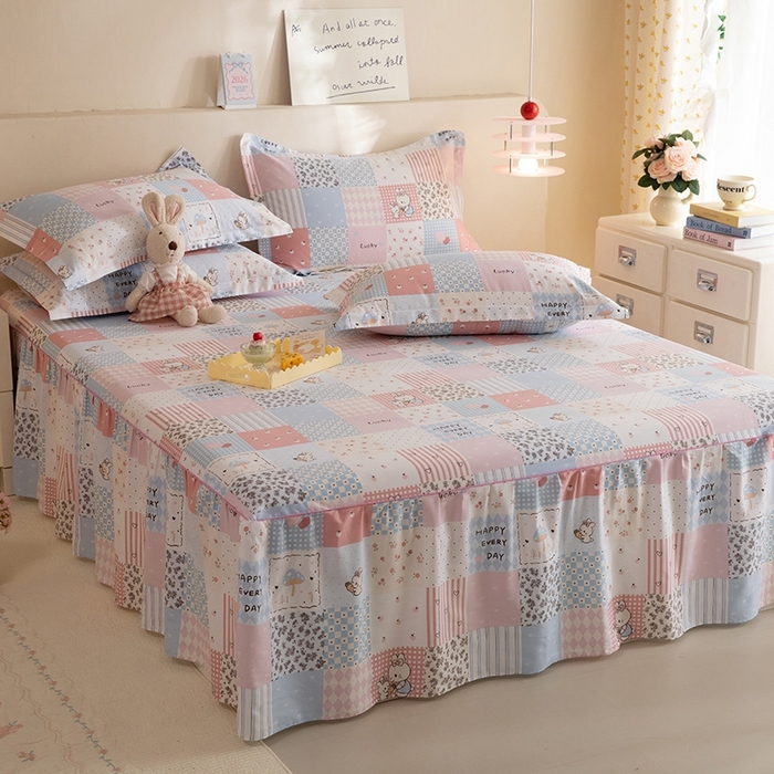 91家纺网 家纺一手货源 找家纺 八十八家纺 2025新款全棉12868系列四件套单品床裙 花点小兔