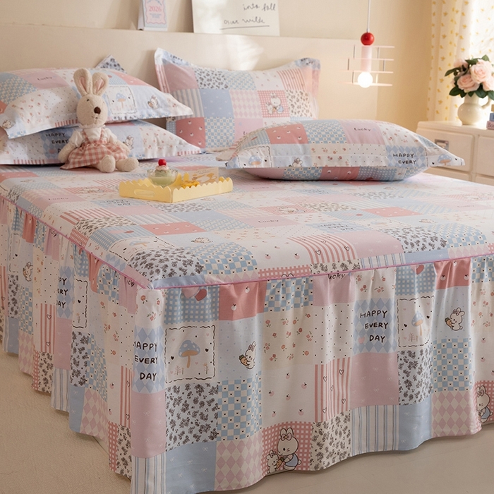 91家纺网 家纺一手货源 找家纺 八十八家纺 2025新款全棉12868系列四件套单品床裙 花点小兔