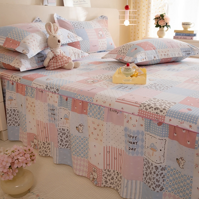 91家纺网 家纺一手货源 找家纺 八十八家纺 2025新款全棉12868系列四件套单品床裙 花点小兔