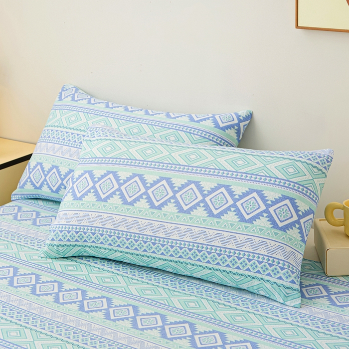 91家纺网 家纺一手货源 找家纺 首爱家纺 2026新款工艺款原棉印花老粗布床单系列蓝色恋格