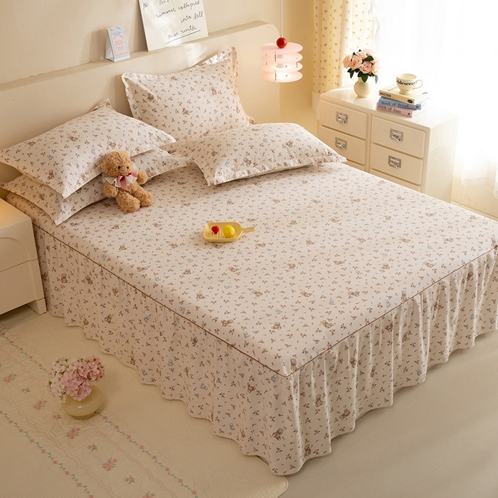 91家纺网 家纺一手货源 找家纺 八十八家纺 2025新款全棉12868系列四件套单品床裙 花间小熊