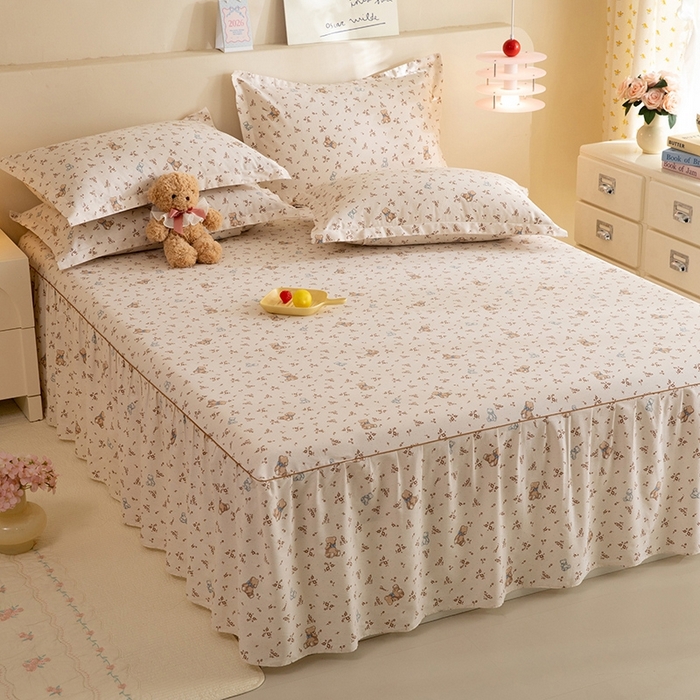 91家纺网 家纺一手货源 找家纺 八十八家纺 2025新款全棉12868系列四件套单品床裙 花间小熊