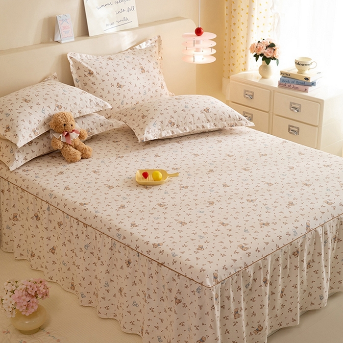 91家纺网 家纺一手货源 找家纺 八十八家纺 2025新款全棉12868系列四件套单品床裙 花间小熊