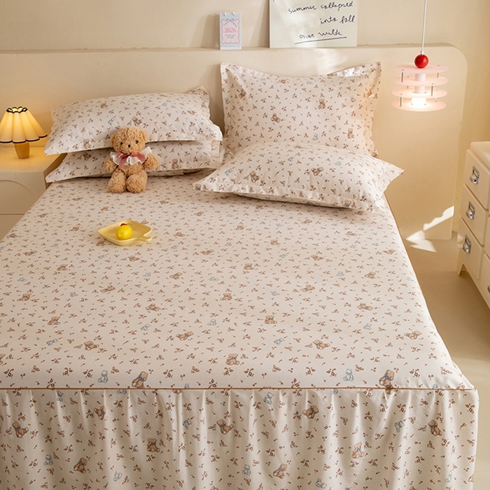 91家纺网 家纺一手货源 找家纺 八十八家纺 2025新款全棉12868系列四件套单品床裙 花间小熊