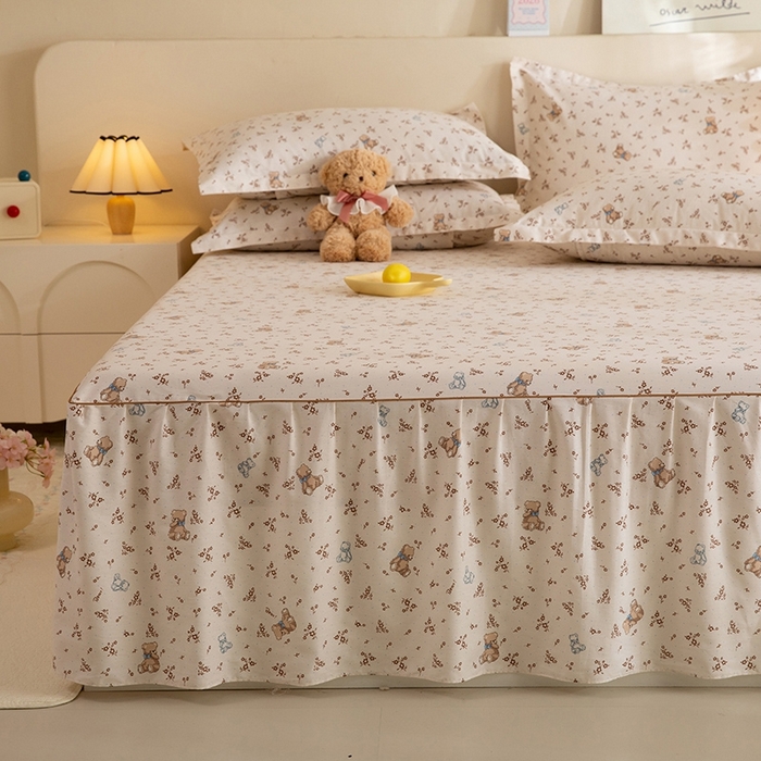 91家纺网 家纺一手货源 找家纺 八十八家纺 2025新款全棉12868系列四件套单品床裙 花间小熊