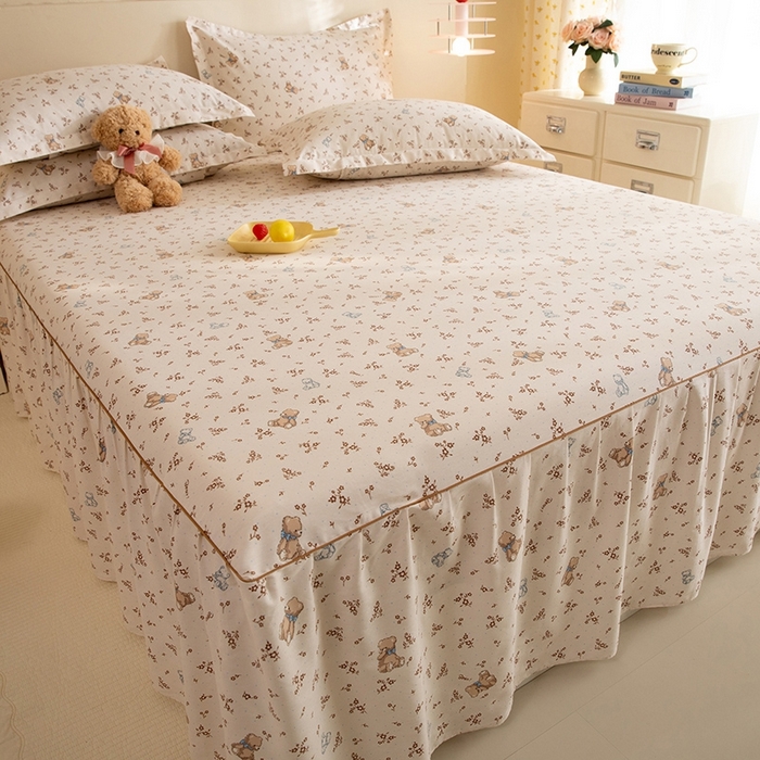 91家纺网 家纺一手货源 找家纺 八十八家纺 2025新款全棉12868系列四件套单品床裙 花间小熊