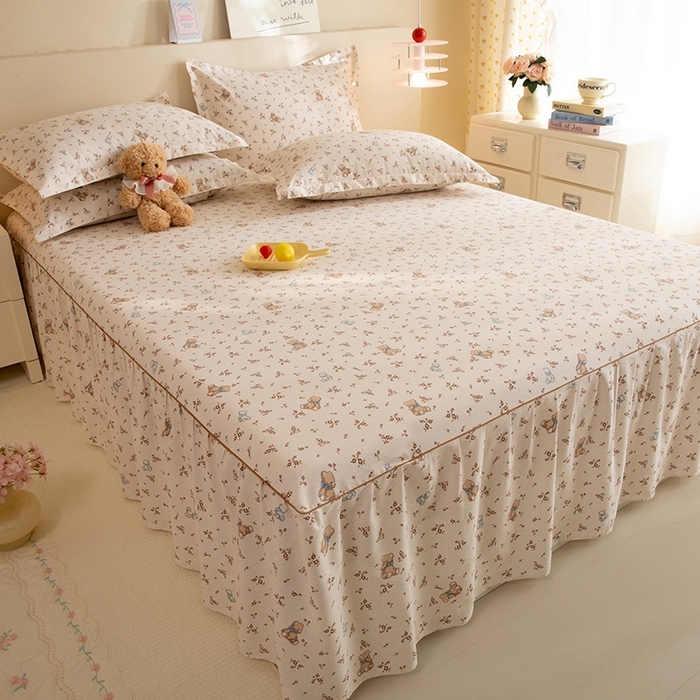 91家纺网 家纺一手货源 找家纺 八十八家纺 2025新款全棉12868系列四件套单品床裙 花间小熊