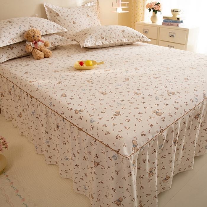 91家纺网 家纺一手货源 找家纺 八十八家纺 2025新款全棉12868系列四件套单品床裙 花间小熊