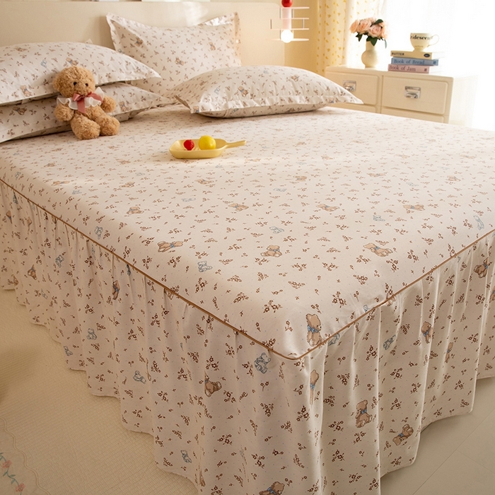 91家纺网 家纺一手货源 找家纺 八十八家纺 2025新款全棉12868系列四件套单品床裙 花间小熊