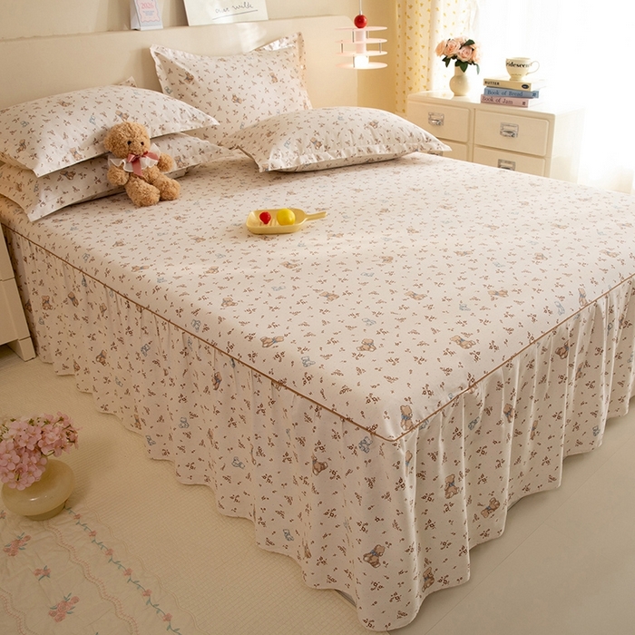 91家纺网 家纺一手货源 找家纺 八十八家纺 2025新款全棉12868系列四件套单品床裙 花间小熊