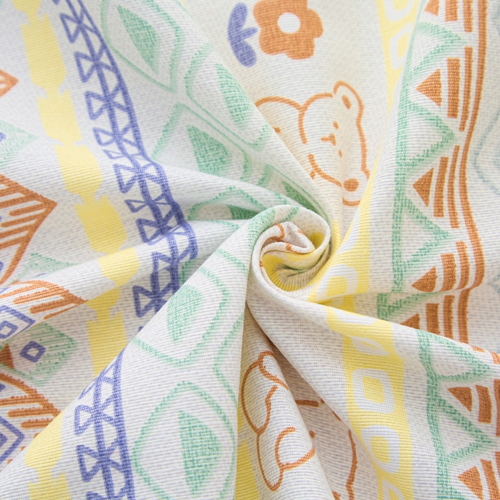 91家纺网 家纺一手货源 找家纺 首爱家纺 2026新款工艺款原棉印花老粗布床单系列条纹小熊