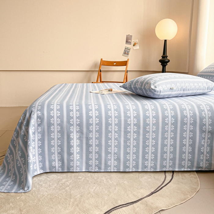 91家纺网 家纺一手货源 找家纺 首爱家纺 2026新款工艺款原棉印花老粗布床单系列小时光