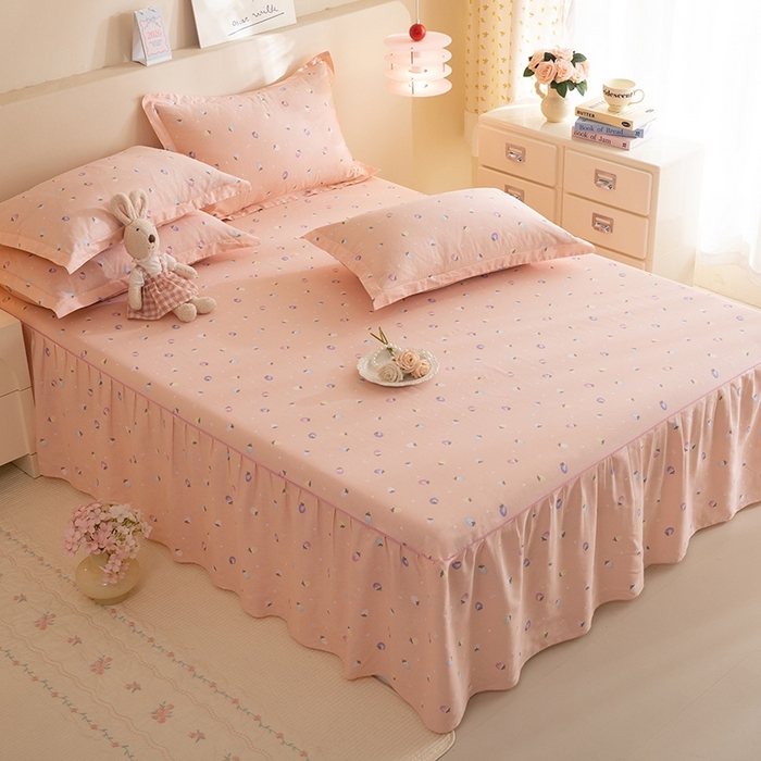 91家纺网 家纺一手货源 找家纺 八十八家纺 2025新款全棉12868系列四件套单品床裙 奶油草莓