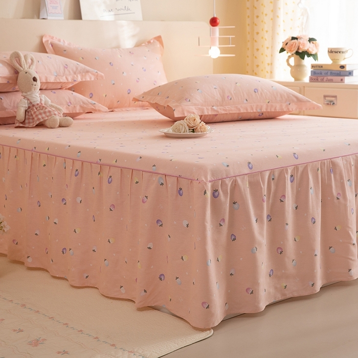 91家纺网 家纺一手货源 找家纺 八十八家纺 2025新款全棉12868系列四件套单品床裙 奶油草莓