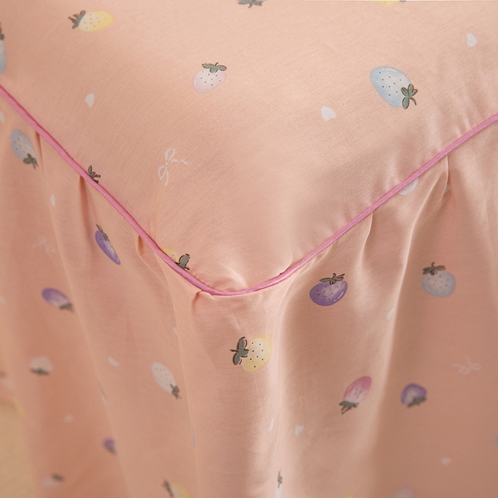 91家纺网 家纺一手货源 找家纺 八十八家纺 2025新款全棉12868系列四件套单品床裙 奶油草莓