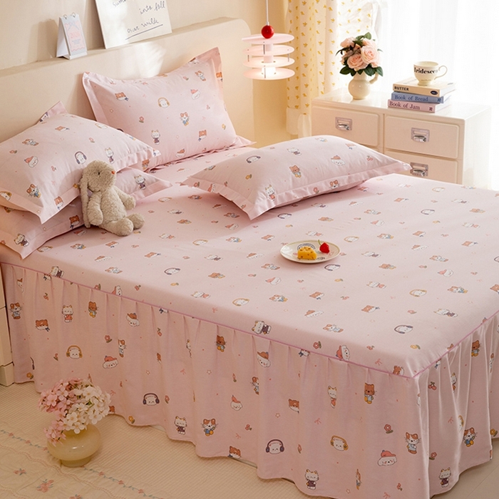 91家纺网 家纺一手货源 找家纺 八十八家纺 2025新款全棉12868系列四件套单品床裙 趣猫