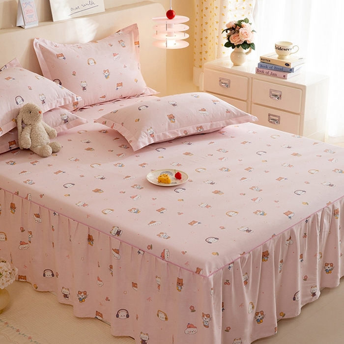 91家纺网 家纺一手货源 找家纺 八十八家纺 2025新款全棉12868系列四件套单品床裙 趣猫