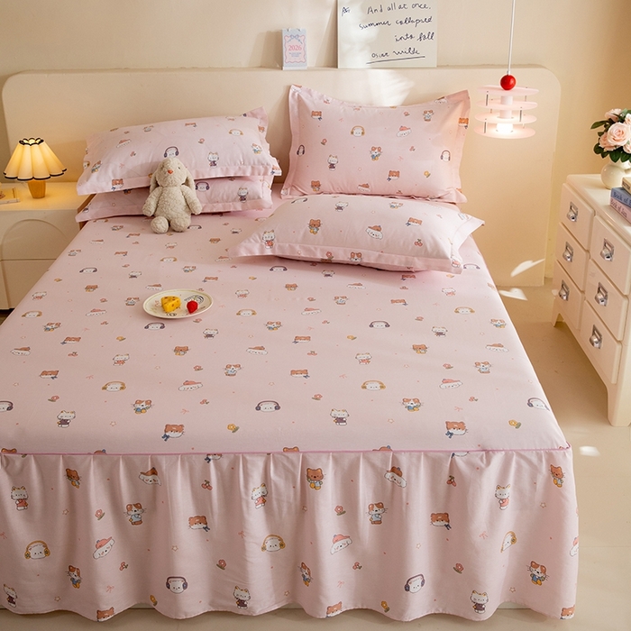 91家纺网 家纺一手货源 找家纺 八十八家纺 2025新款全棉12868系列四件套单品床裙 趣猫