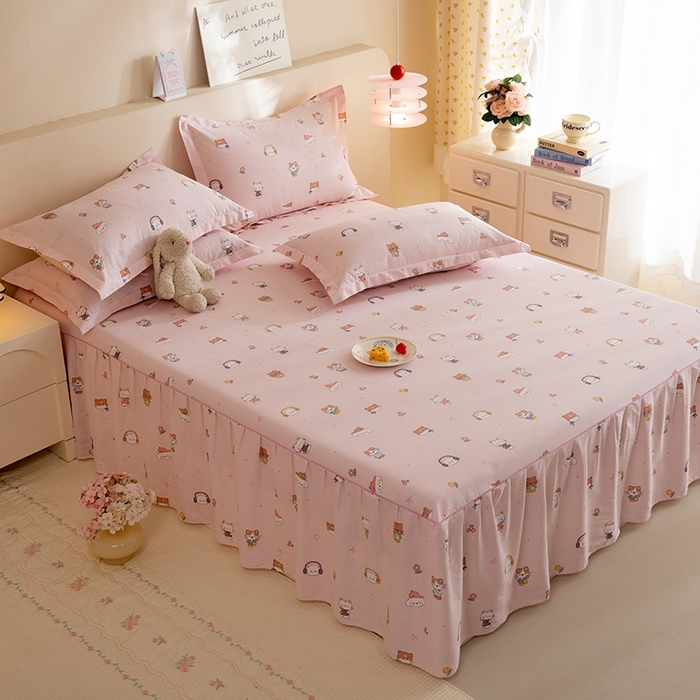 91家纺网 家纺一手货源 找家纺 八十八家纺 2025新款全棉12868系列四件套单品床裙 趣猫