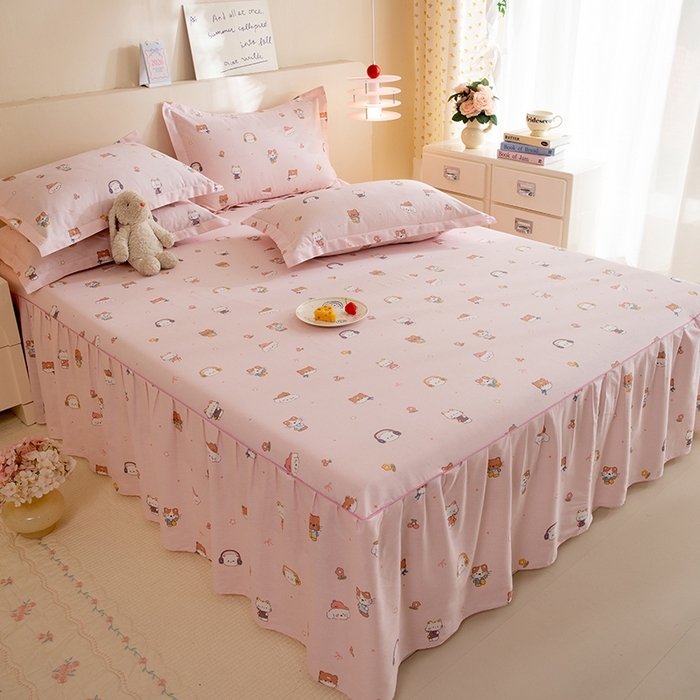 91家纺网 家纺一手货源 找家纺 八十八家纺 2025新款全棉12868系列四件套单品床裙 趣猫