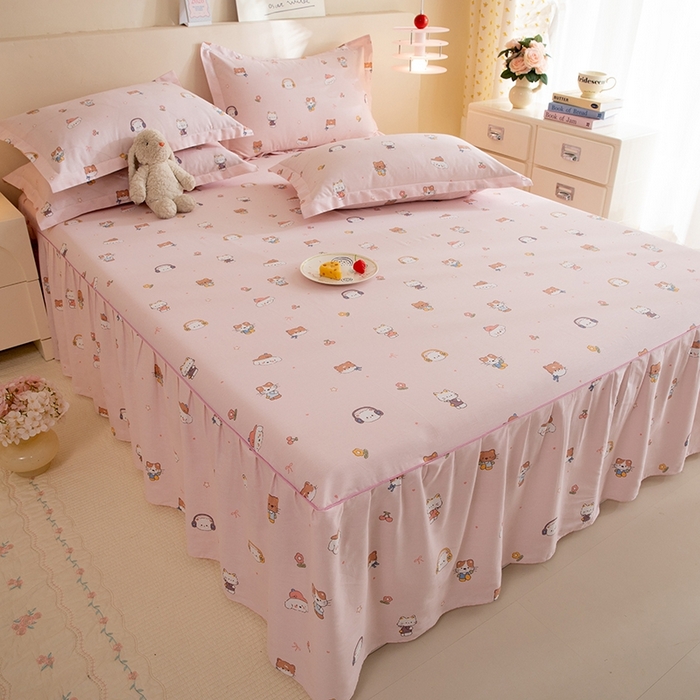 91家纺网 家纺一手货源 找家纺 八十八家纺 2025新款全棉12868系列四件套单品床裙 趣猫