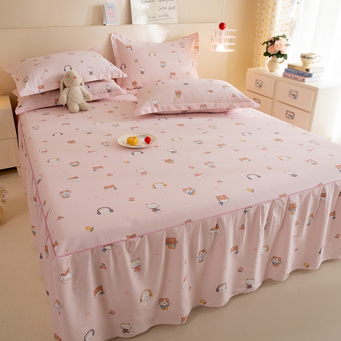 91家纺网 家纺一手货源 找家纺 八十八家纺 2025新款全棉12868系列四件套单品床裙 趣猫