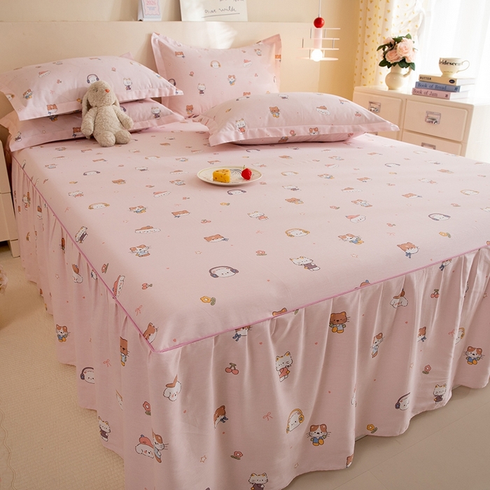 91家纺网 家纺一手货源 找家纺 八十八家纺 2025新款全棉12868系列四件套单品床裙 趣猫