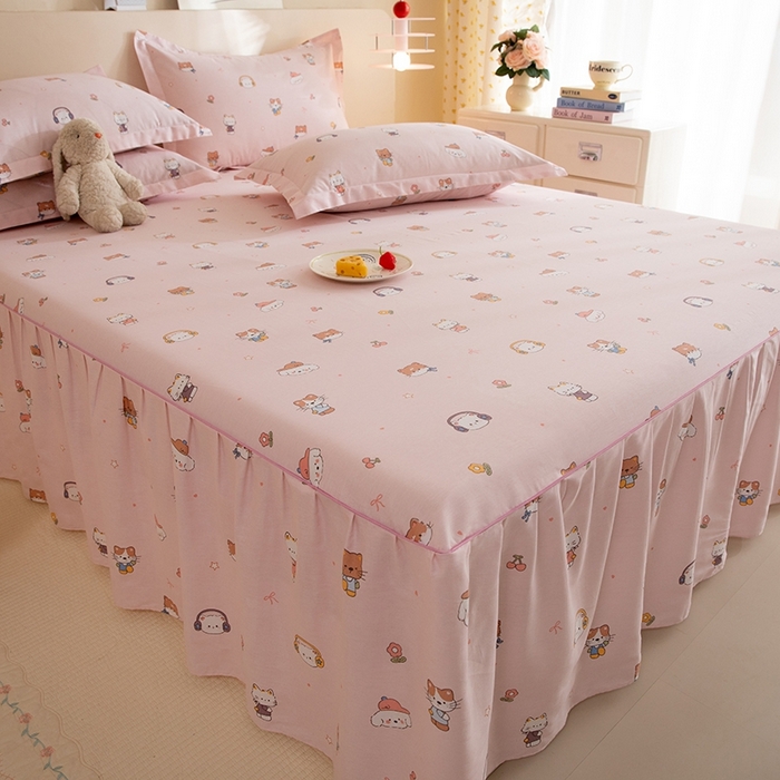 91家纺网 家纺一手货源 找家纺 八十八家纺 2025新款全棉12868系列四件套单品床裙 趣猫