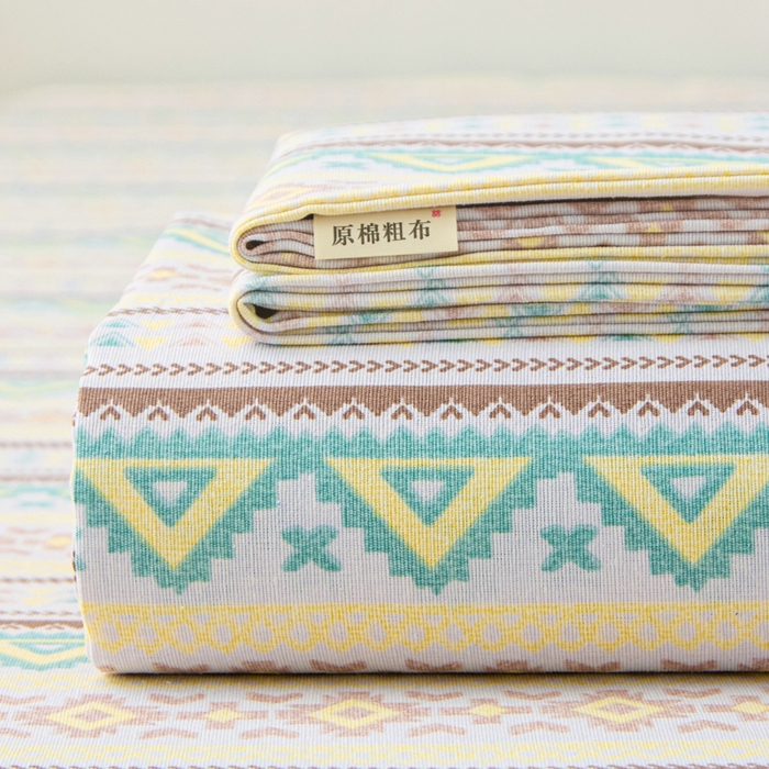 91家纺网 家纺一手货源 找家纺 棉乐町家居 2026新款工艺款原棉印花老粗布床单系列条雅恋