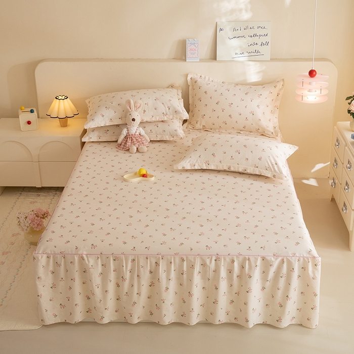 八十八家纺 2025新款全棉12868系列四件套单品床裙 语末花开