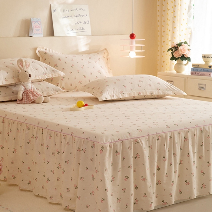 91家纺网 家纺一手货源 找家纺 八十八家纺 2025新款全棉12868系列四件套单品床裙 语末花开