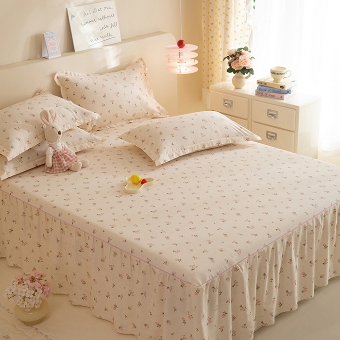 91家纺网 家纺一手货源 找家纺 八十八家纺 2025新款全棉12868系列四件套单品床裙 语末花开