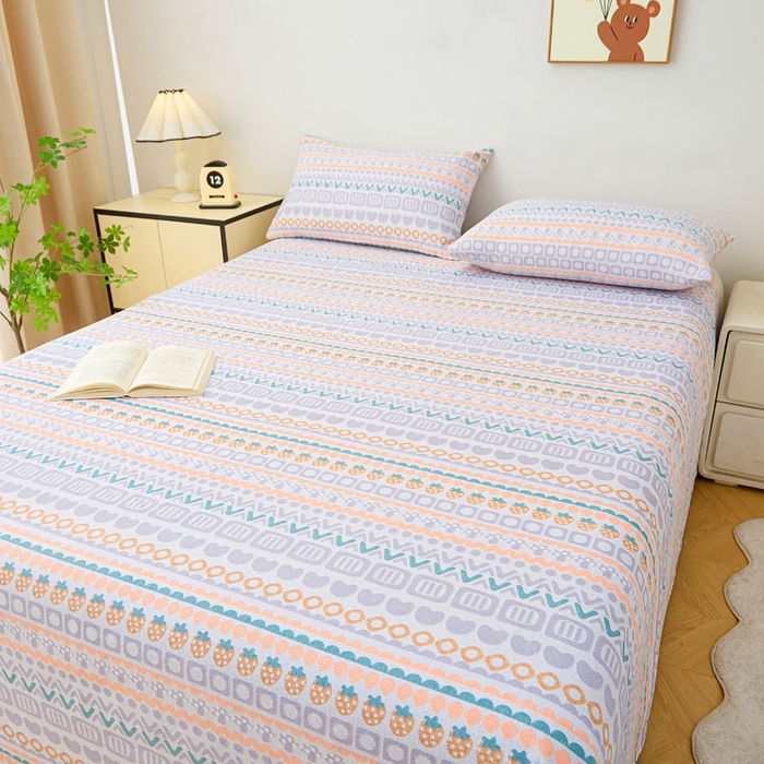 91家纺网 家纺一手货源 找家纺 棉乐町家居 2026新款工艺款原棉印花老粗布床单系列草莓情