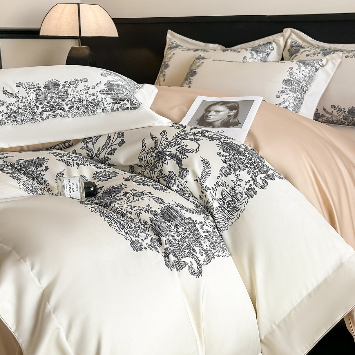 91家纺网 家纺一手货源 找家纺 置顶家纺 2026新款十里蔷薇-亲肤数码印花麻绳边系列 十里蔷薇-浅香槟