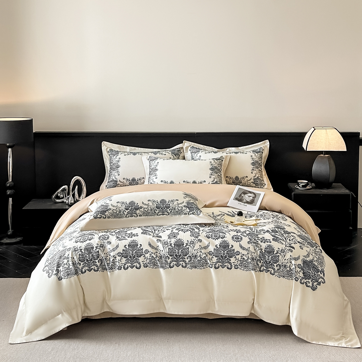 91家纺网 家纺一手货源 找家纺 置顶家纺 2026新款十里蔷薇-亲肤数码印花麻绳边系列 十里蔷薇-浅香槟