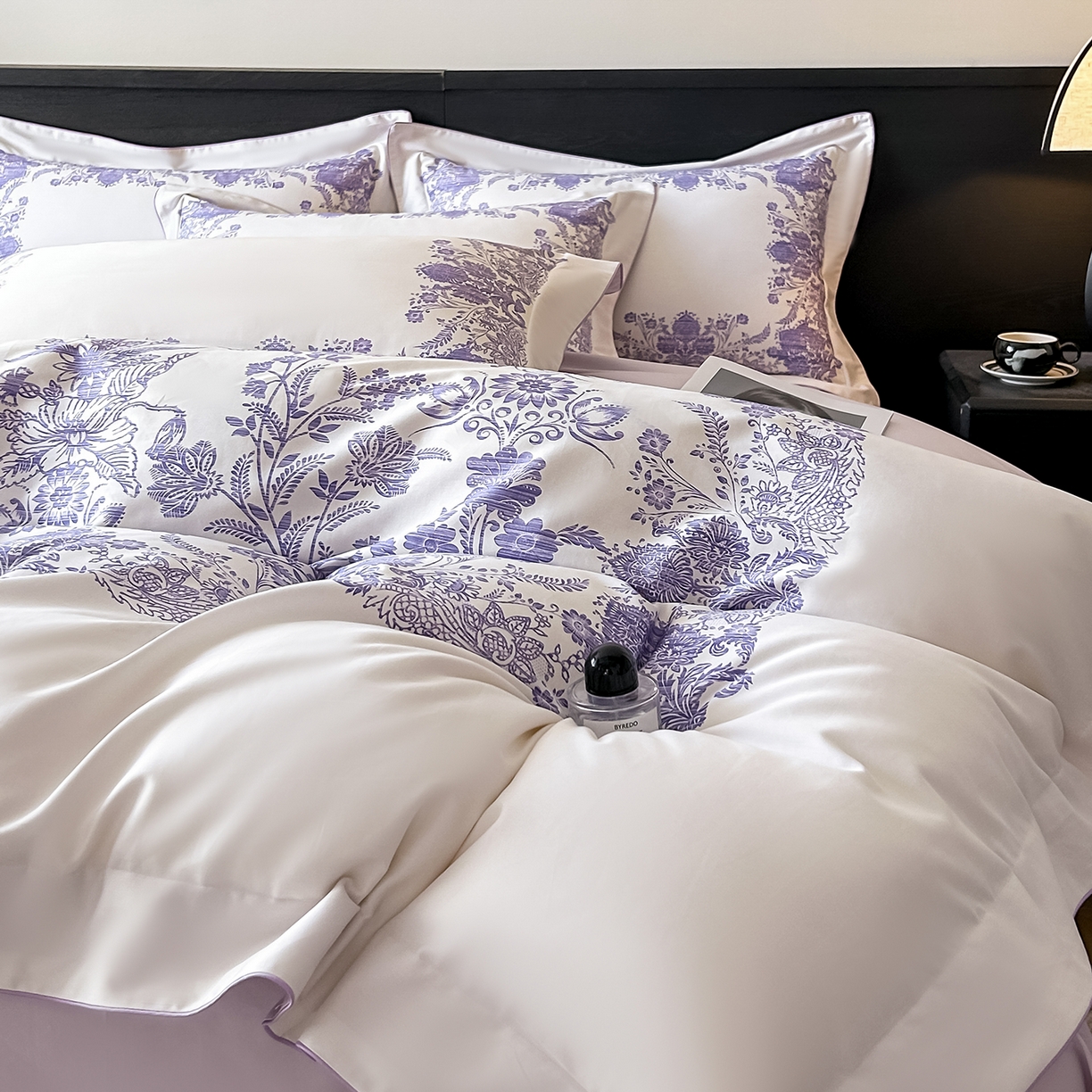 91家纺网 家纺一手货源 找家纺 置顶家纺 2026新款十里蔷薇-亲肤数码印花麻绳边系列 十里蔷薇-香芋紫