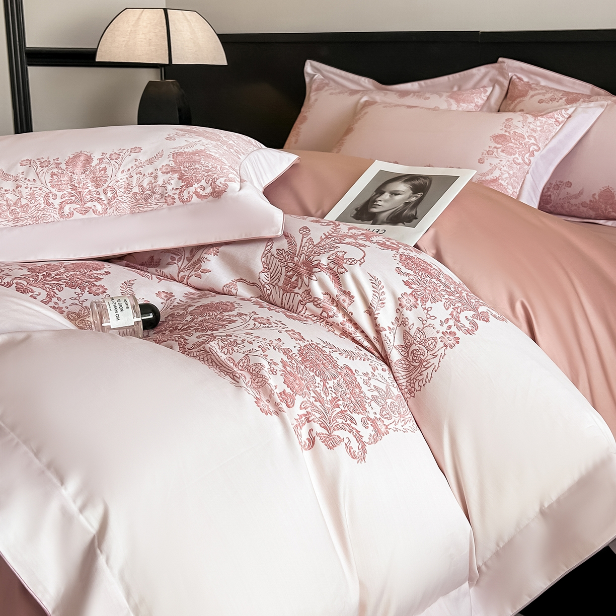 91家纺网 家纺一手货源 找家纺 置顶家纺 2026新款十里蔷薇-亲肤数码印花麻绳边系列 十里蔷薇-玉粉