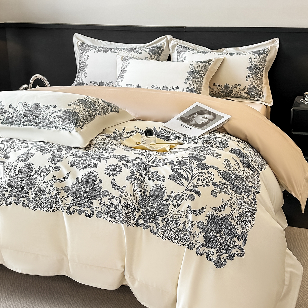 91家纺网 家纺一手货源 找家纺 置顶家纺 2026新款十里蔷薇-亲肤数码印花麻绳边系列 十里蔷薇-浅香槟