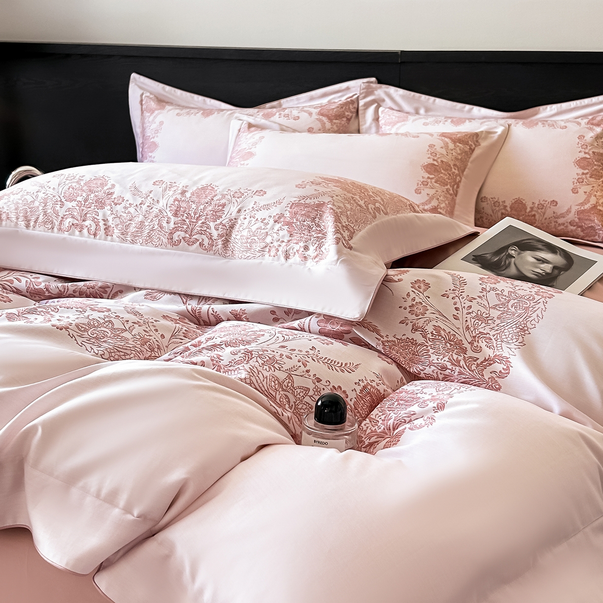 91家纺网 家纺一手货源 找家纺 置顶家纺 2026新款十里蔷薇-亲肤数码印花麻绳边系列 十里蔷薇-玉粉