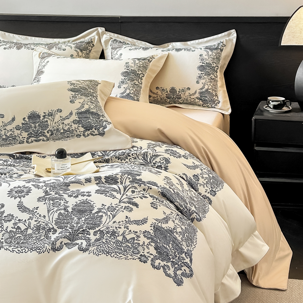 91家纺网 家纺一手货源 找家纺 置顶家纺 2026新款十里蔷薇-亲肤数码印花麻绳边系列 十里蔷薇-浅香槟