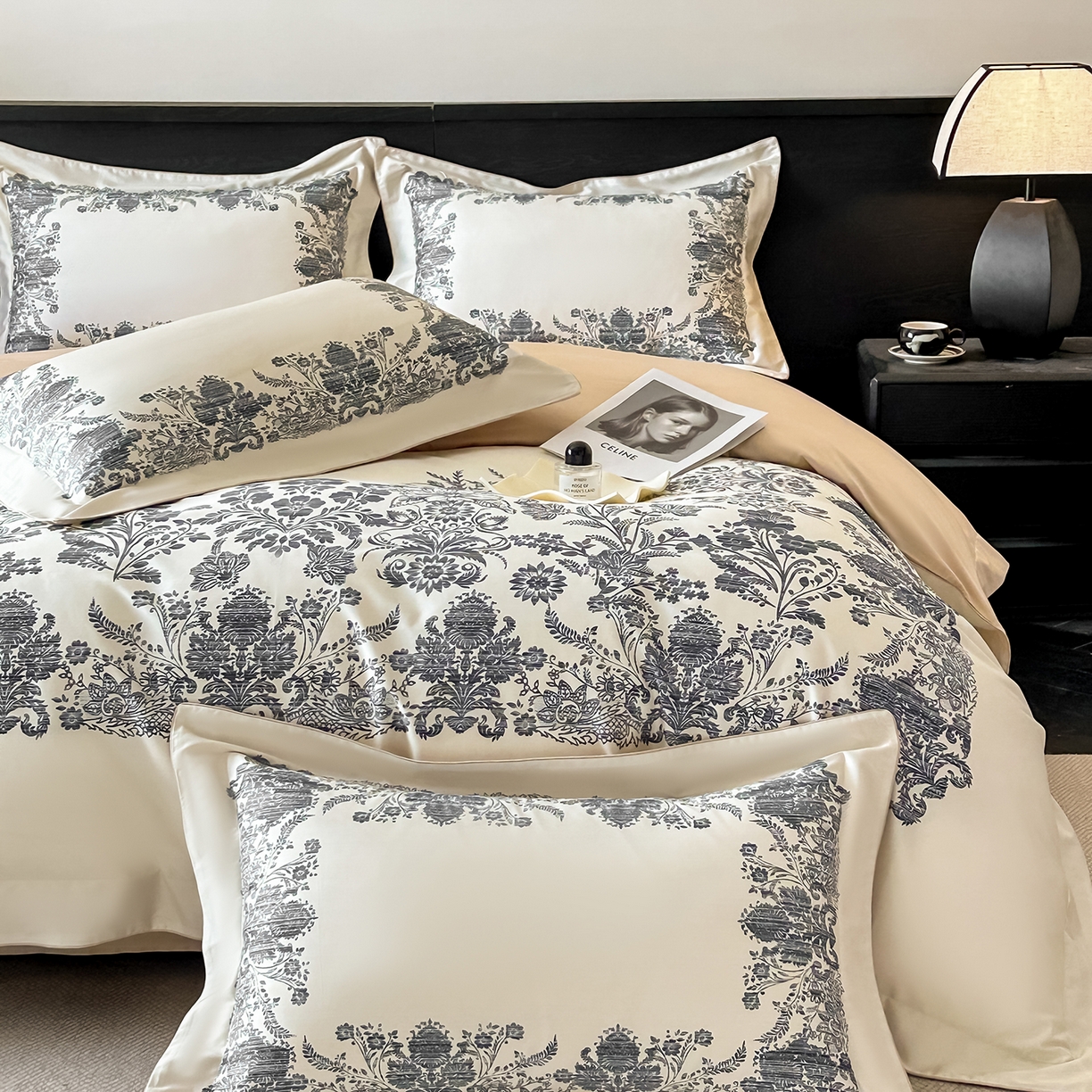 91家纺网 家纺一手货源 找家纺 置顶家纺 2026新款十里蔷薇-亲肤数码印花麻绳边系列 十里蔷薇-浅香槟