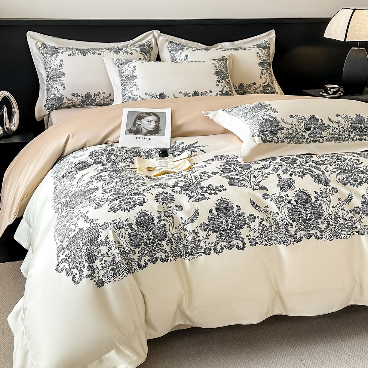 91家纺网 家纺一手货源 找家纺 置顶家纺 2026新款十里蔷薇-亲肤数码印花麻绳边系列 十里蔷薇-浅香槟