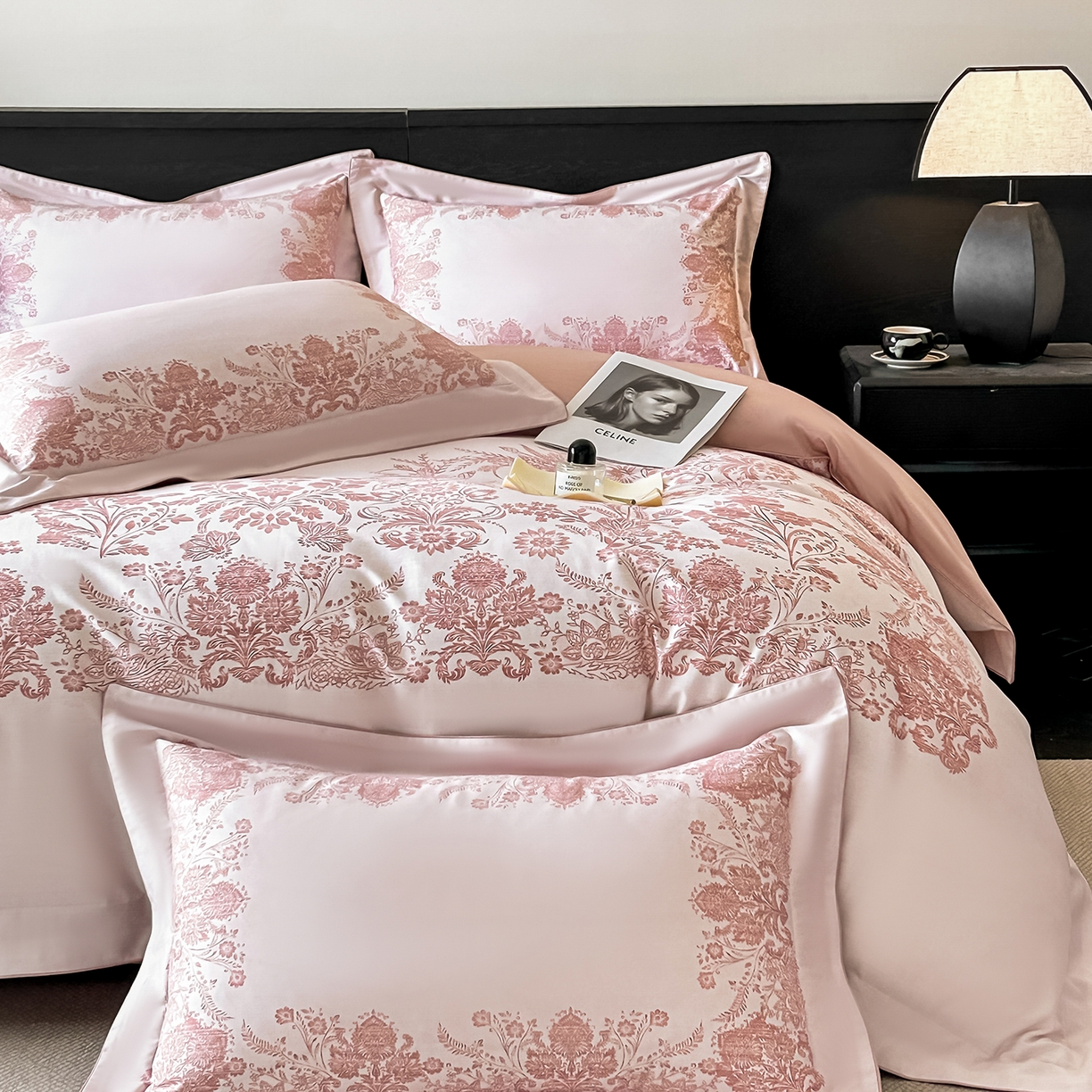 91家纺网 家纺一手货源 找家纺 置顶家纺 2026新款十里蔷薇-亲肤数码印花麻绳边系列 十里蔷薇-玉粉