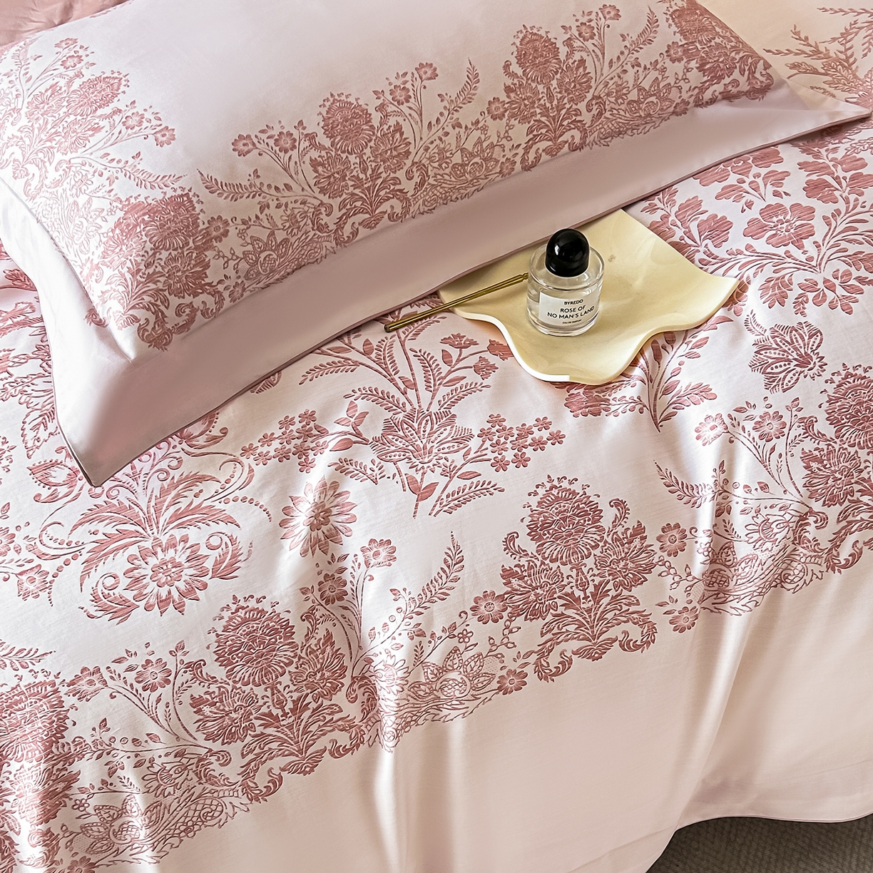 91家纺网 家纺一手货源 找家纺 置顶家纺 2026新款十里蔷薇-亲肤数码印花麻绳边系列 十里蔷薇-玉粉