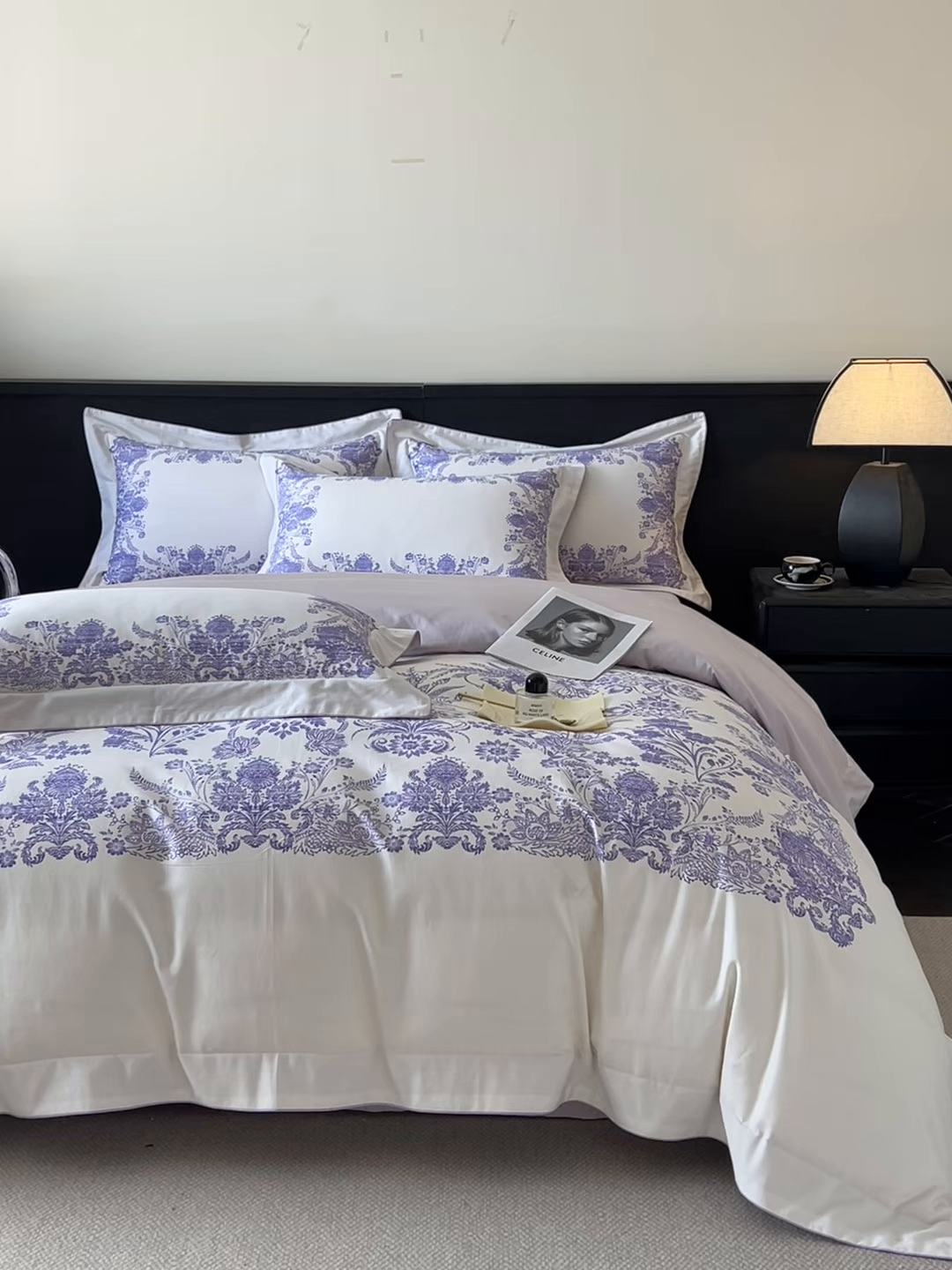 91家纺网 家纺一手货源 找家纺 置顶家纺 2026新款十里蔷薇-亲肤数码印花麻绳边系列 十里蔷薇-香芋紫