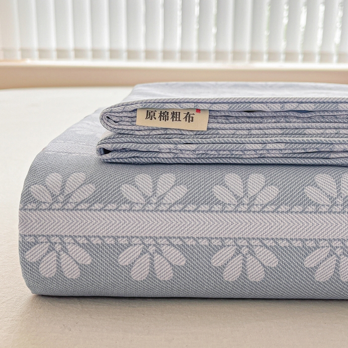 棉乐町家居 2026新款工艺款原棉印花老粗布床单系列小时光