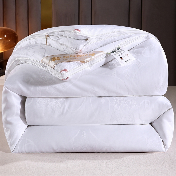 犇牛仓储供应链 2026新款全棉提花蚕丝蛋白拉链二合一子母被被子被芯 白色